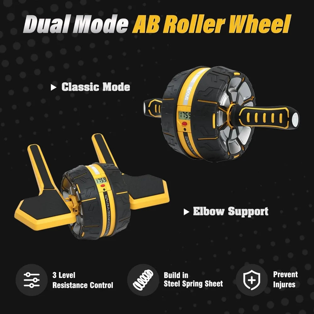 SNODE Ab Roller Wheel with Elbow Support, 3 Levels Resist, Dual Mode, Ab Wheel for Core Workout