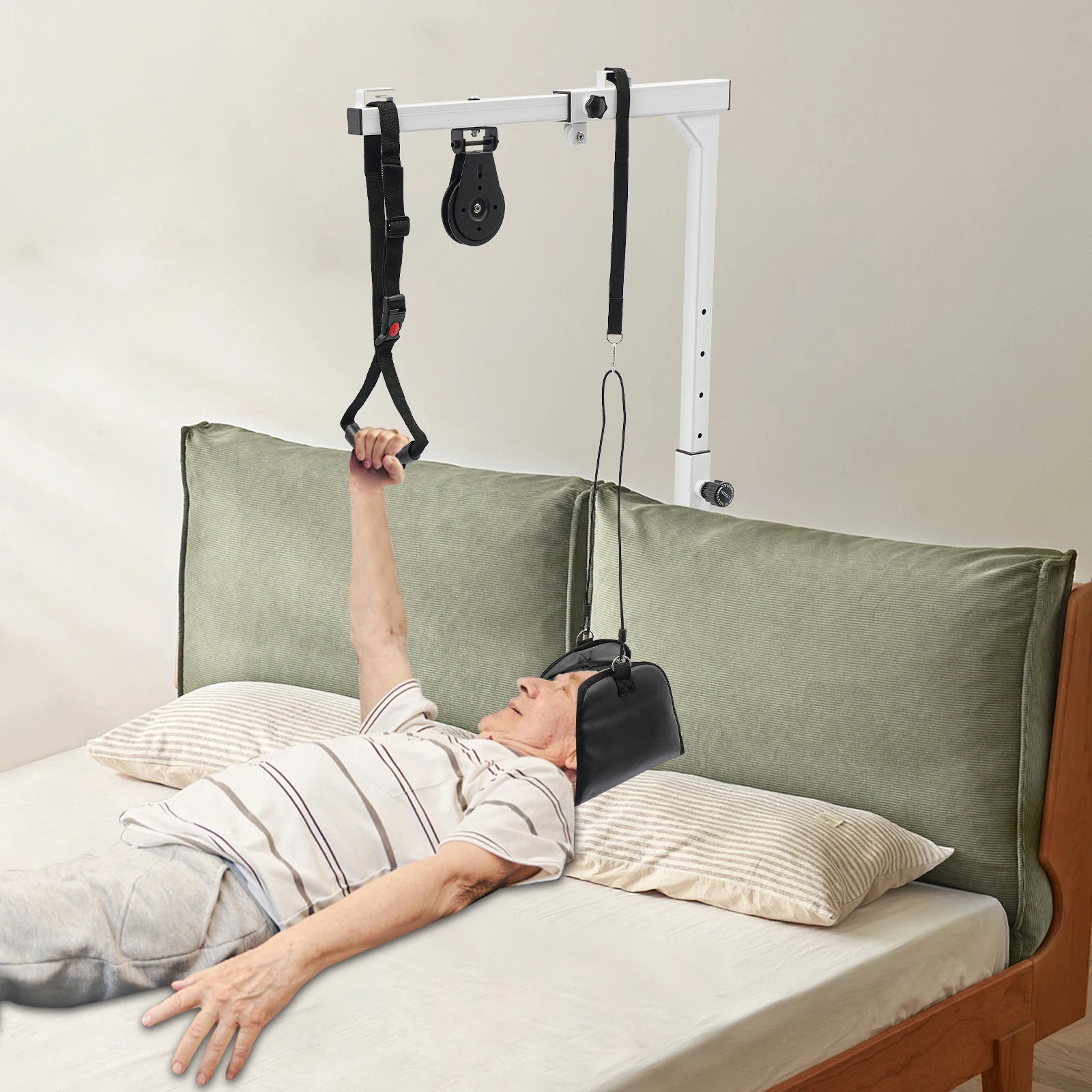 Cervical Traction Belt Exercise Stretcher Horizontal Bar Standing Frame, Bed Lift for Elderly, Stand up Assist Bar ﻿ ﻿