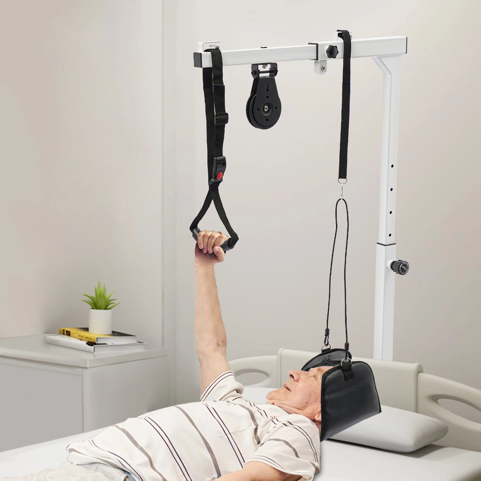 Cervical Traction Belt Exercise Stretcher Horizontal Bar Standing Frame, Bed Lift for Elderly, Stand up Assist Bar ﻿ ﻿