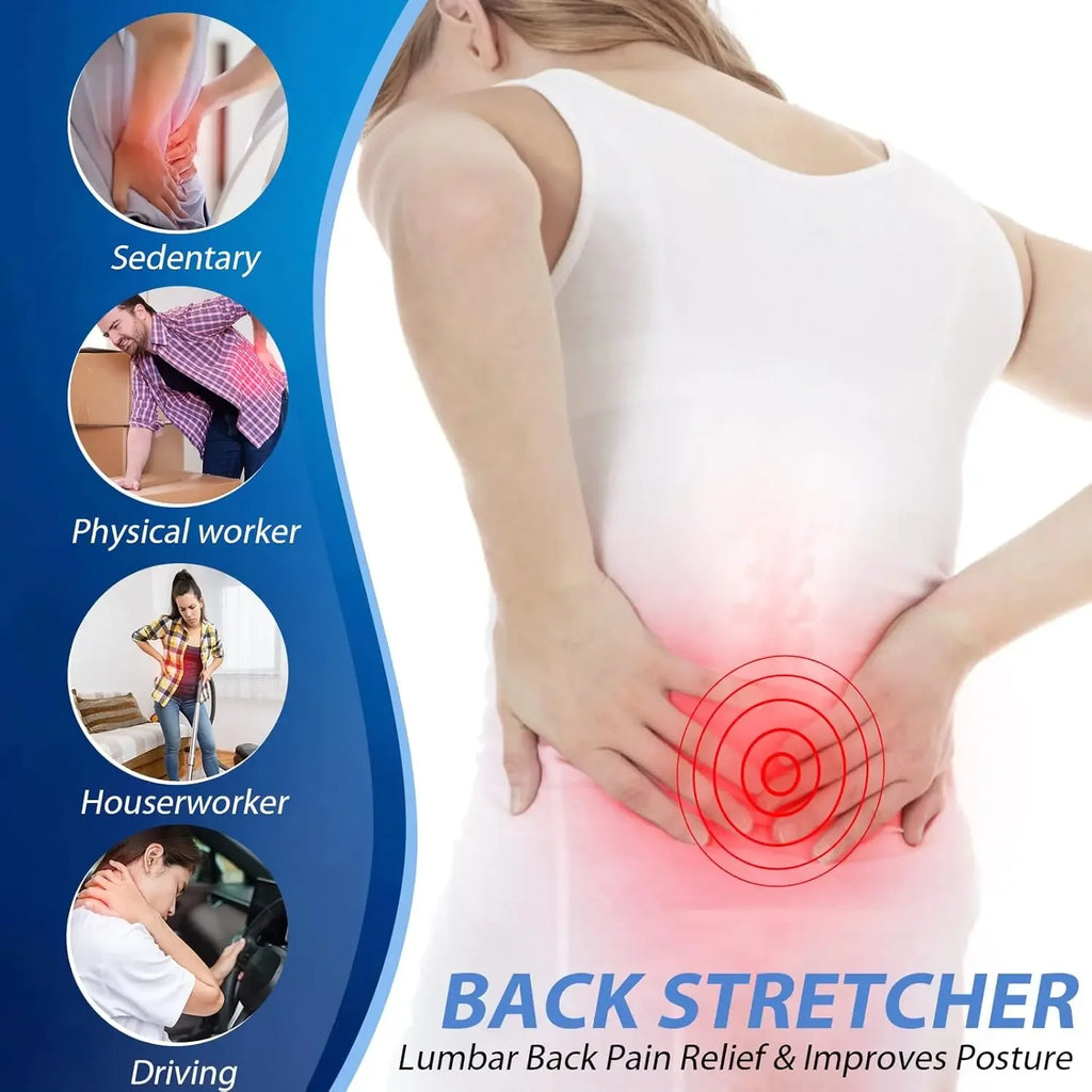 4 Level Adjustable Lumbar Back Stretcher for Lower Back Pain Relief Scoliosis Sciatica - Ergonomic Stretching Device Board