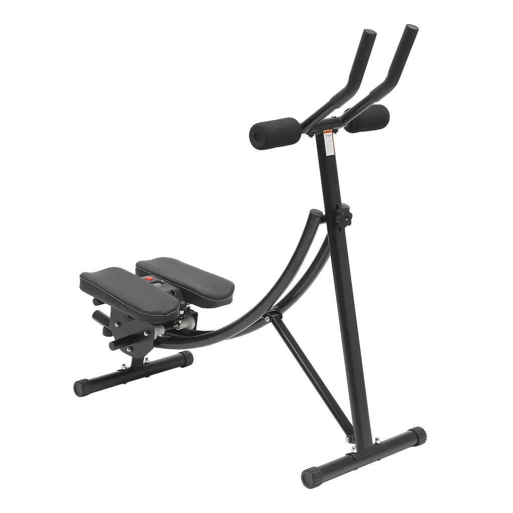 Ab Machine Foldable Abdominal Exercise Equipment Carbon Steel Foam ABS Black 3 Gears 0-180° Rotation LED Display Home Gym