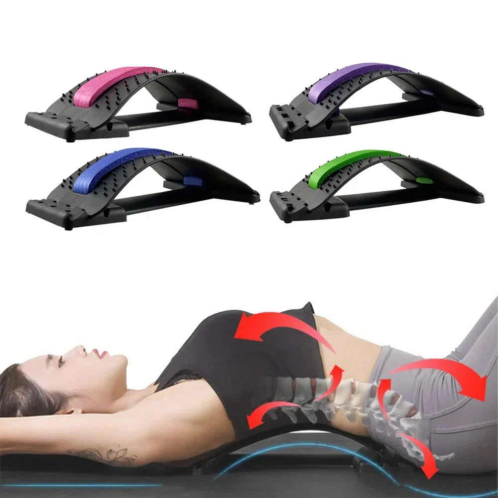 4 Level Adjustable Lumbar Back Stretcher for Lower Back Pain Relief Scoliosis Sciatica - Ergonomic Stretching Device Board