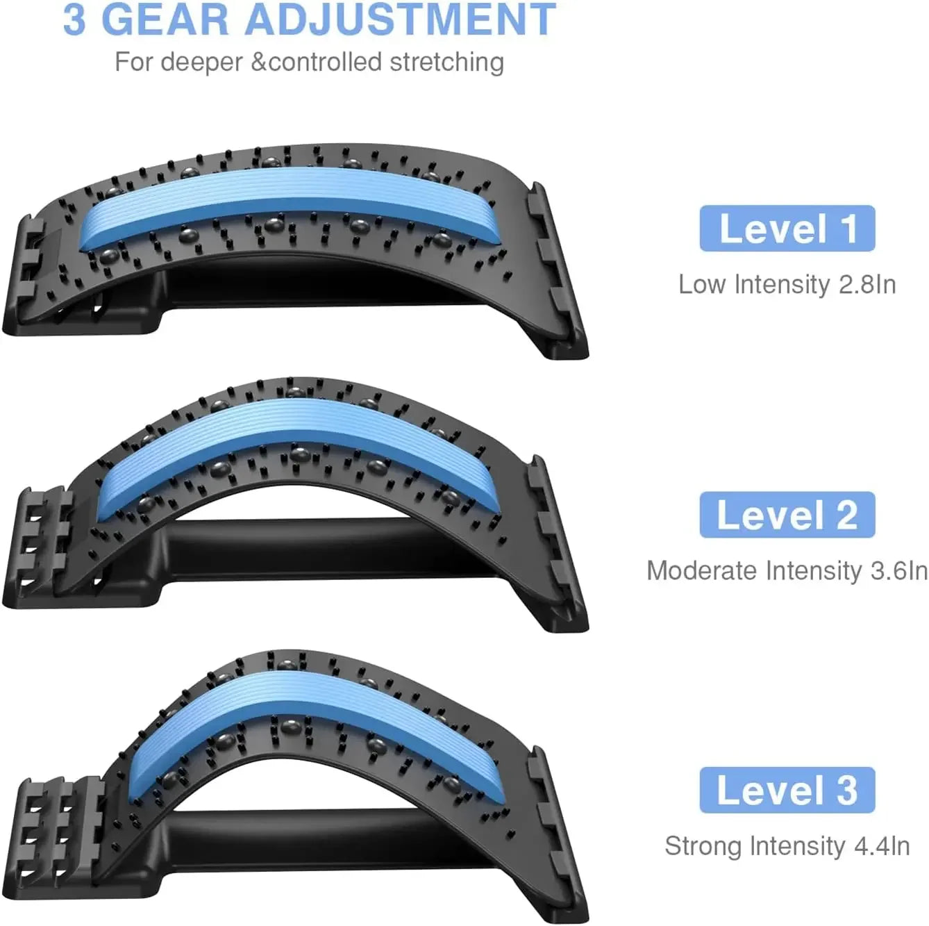 4 Level Adjustable Lumbar Back Stretcher for Lower Back Pain Relief Scoliosis Sciatica - Ergonomic Stretching Device Board