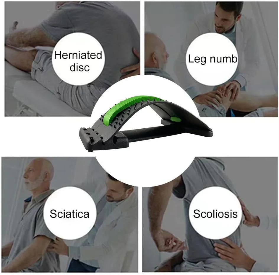 4 Level Adjustable Lumbar Back Stretcher for Lower Back Pain Relief Scoliosis Sciatica - Ergonomic Stretching Device Board